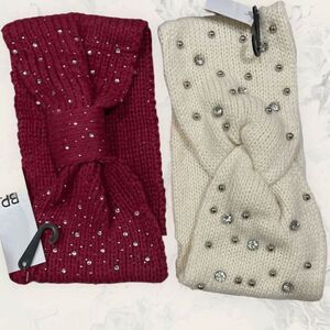 NWT BP.Set of two  Stone Embellished Headband - Tan and Burgundy - one size